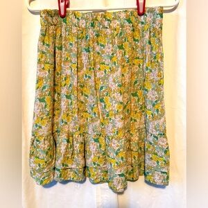 Rachel & Zoe Viscose Ruffled Midi Floral Skirt Women's Sz XS Elastic Waist